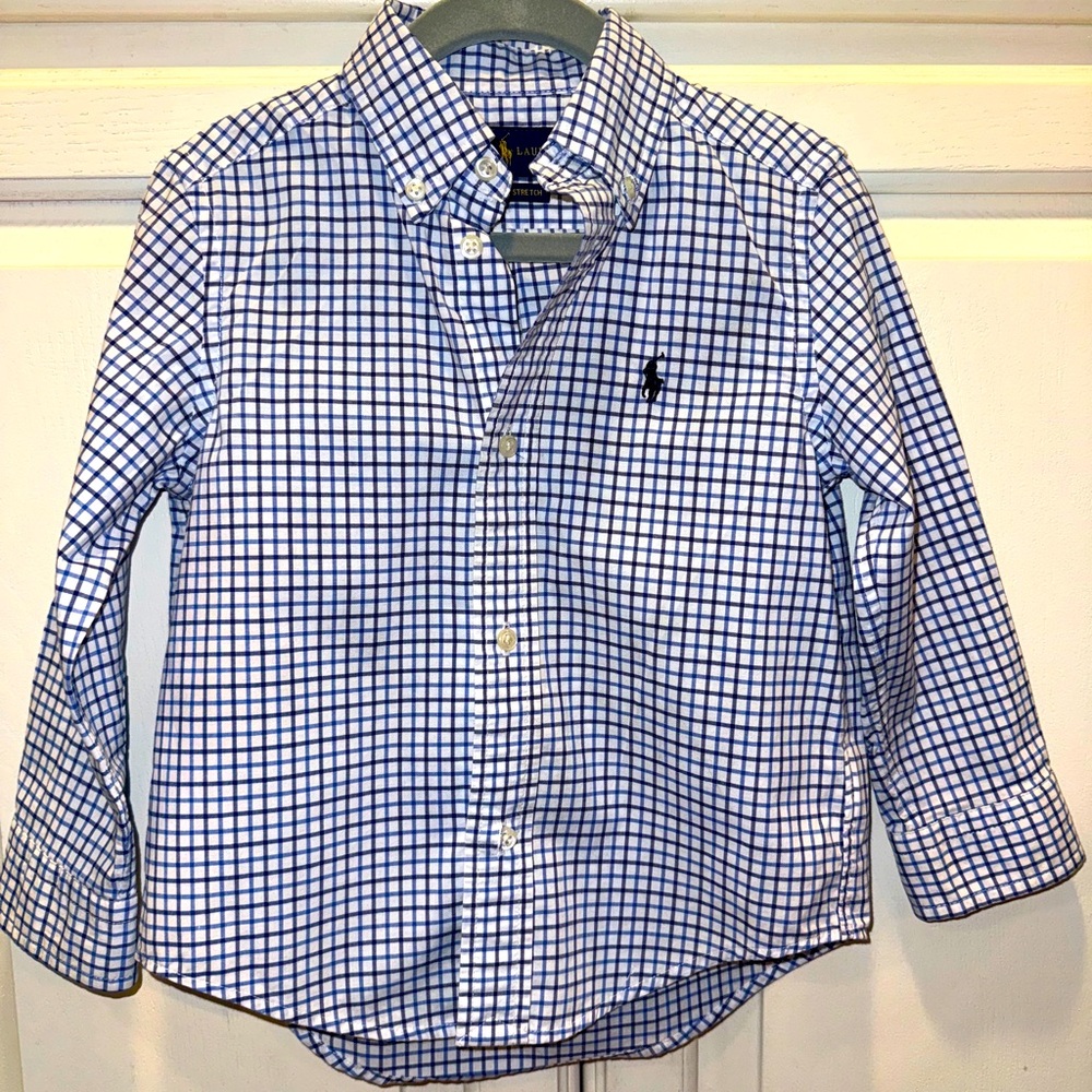 Ralph Lauren plaid button down light blue/navy white